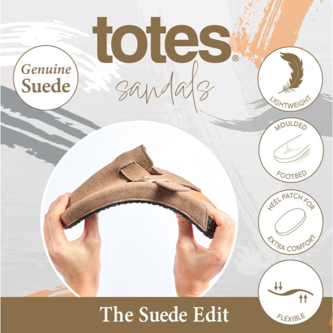 totes® Ladies Suede Clog Light Brown Extra Image 6